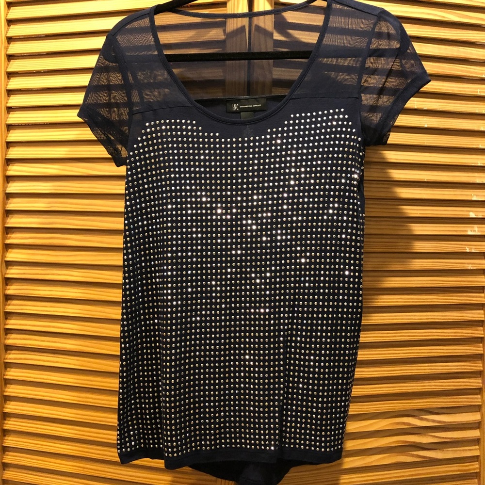 Blue Top with Sheer Accent